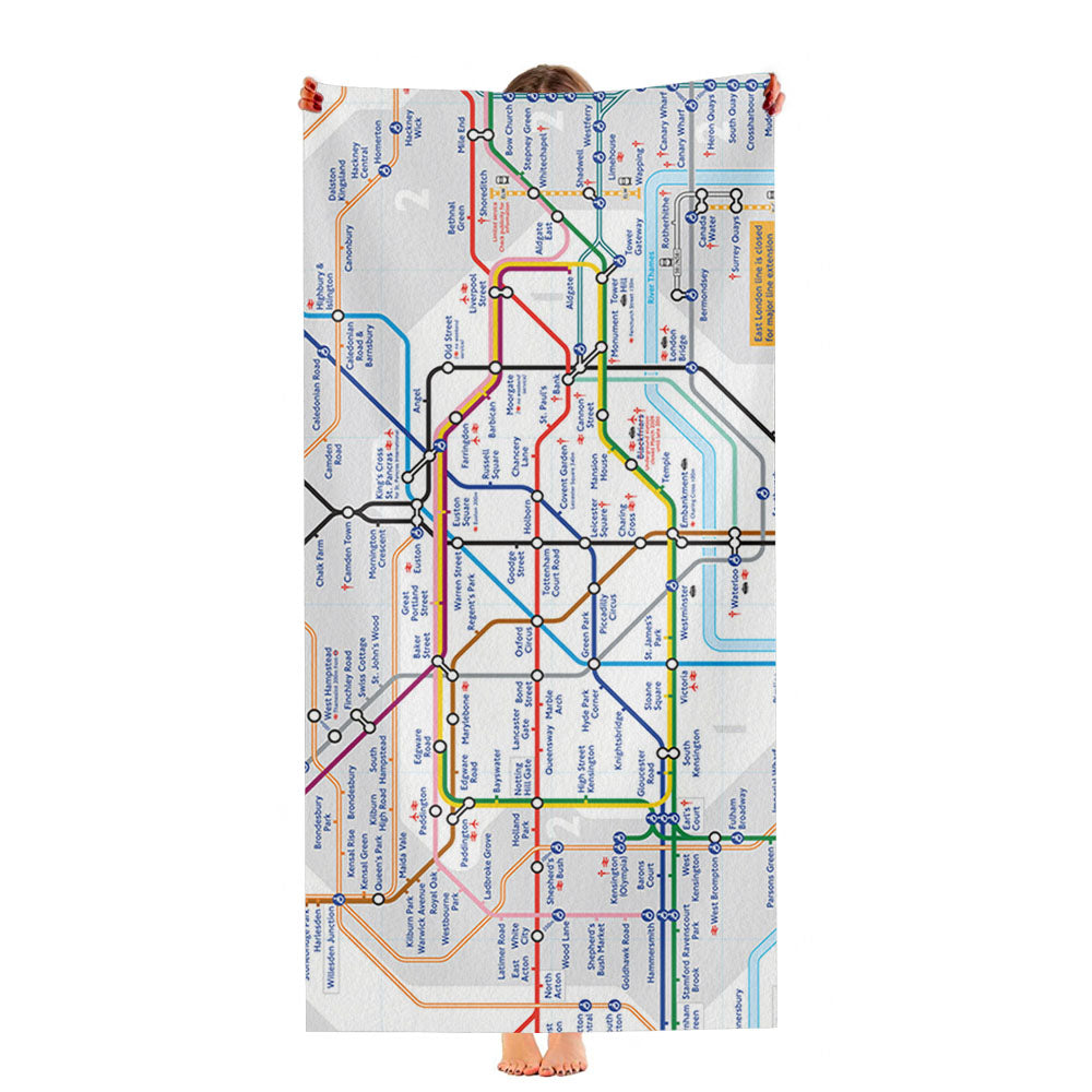 London Tube Map Ultra-Soft Luxury Bathroom Towels