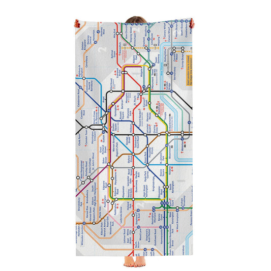 London Tube Map Ultra-Soft Luxury Bathroom Towels