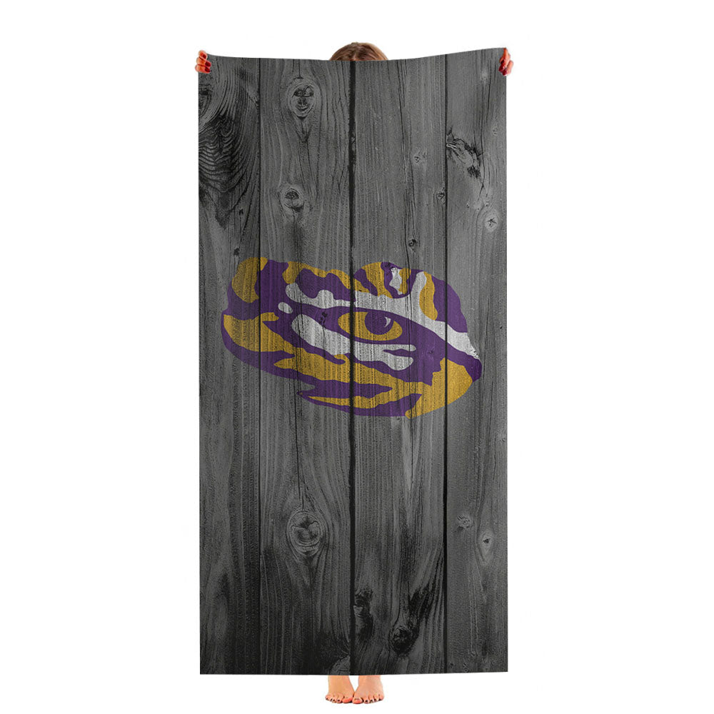 Lsu Tigers Nfl Eye Of The Tiger Logo Dark Wood Wallpaper Ultra-Soft Luxury Bathroom Towels