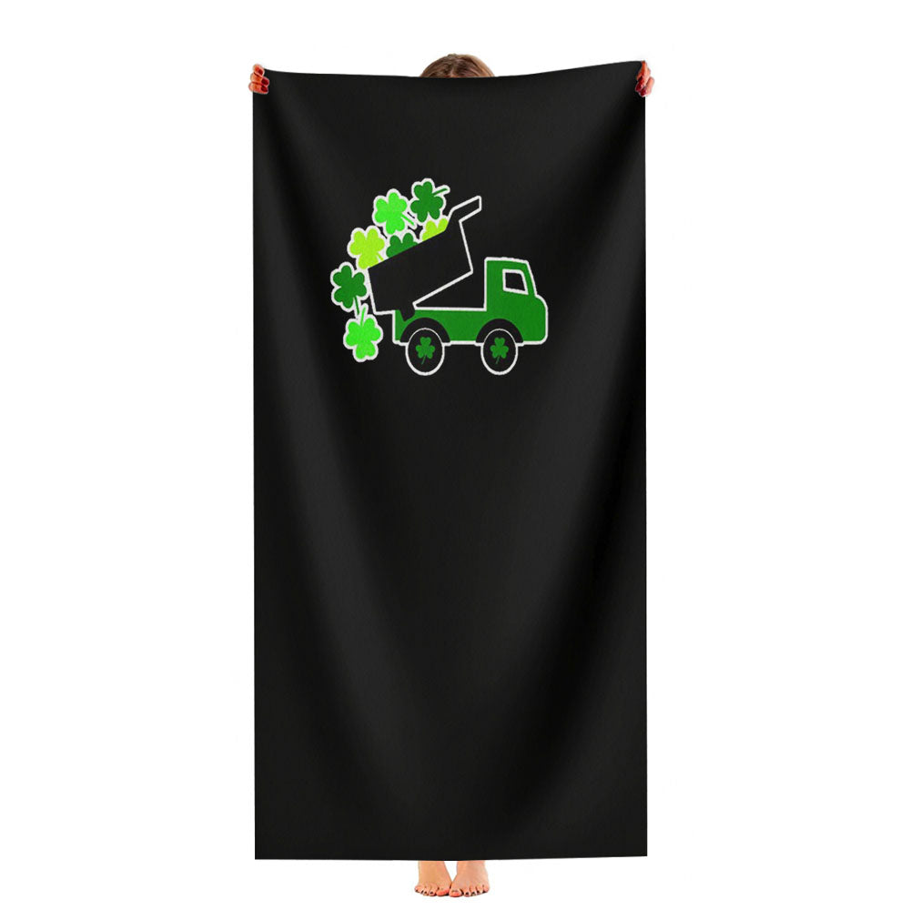 Lucky St Patricks Day Vintage Truck Clover Shamrock Ultra-Soft Luxury Bathroom Towels
