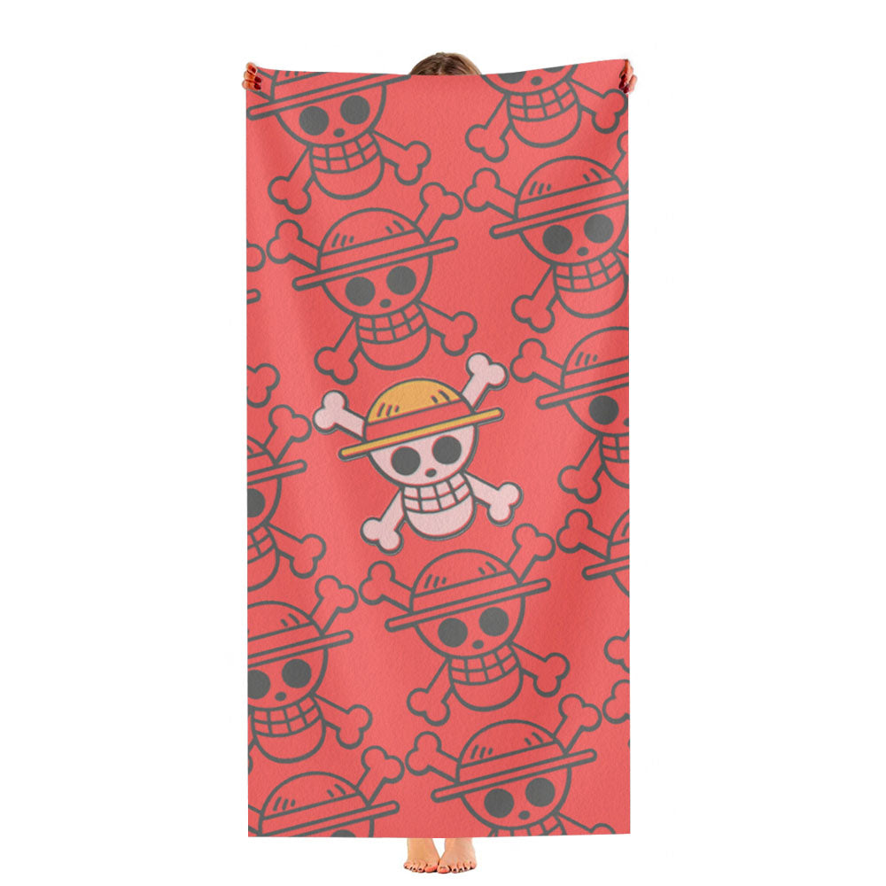 Luffy Onepiece Flag Pattern Ultra-Soft Luxury Bathroom Towels