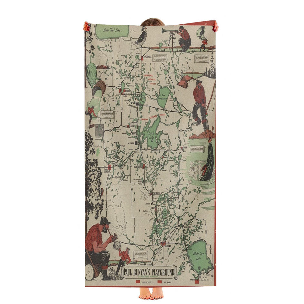 Map Of Minnesota From 1936 Ultra-Soft Luxury Bathroom Towels