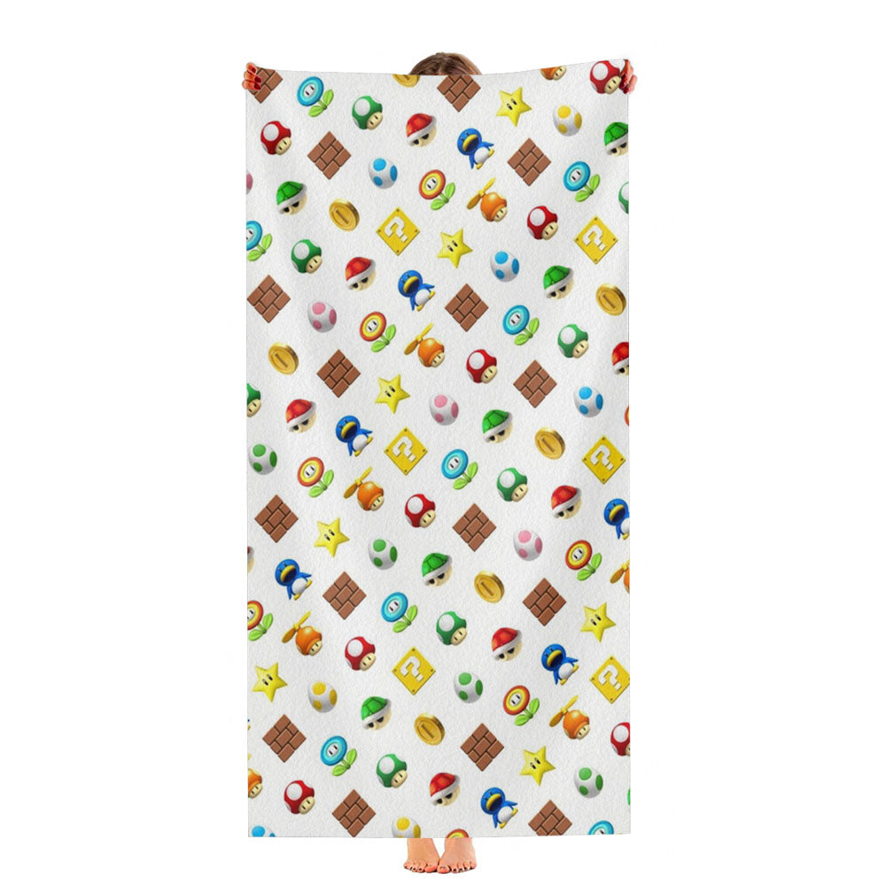 Mario Bros Game Platform Pattern Ultra-Soft Luxury Bathroom Towels