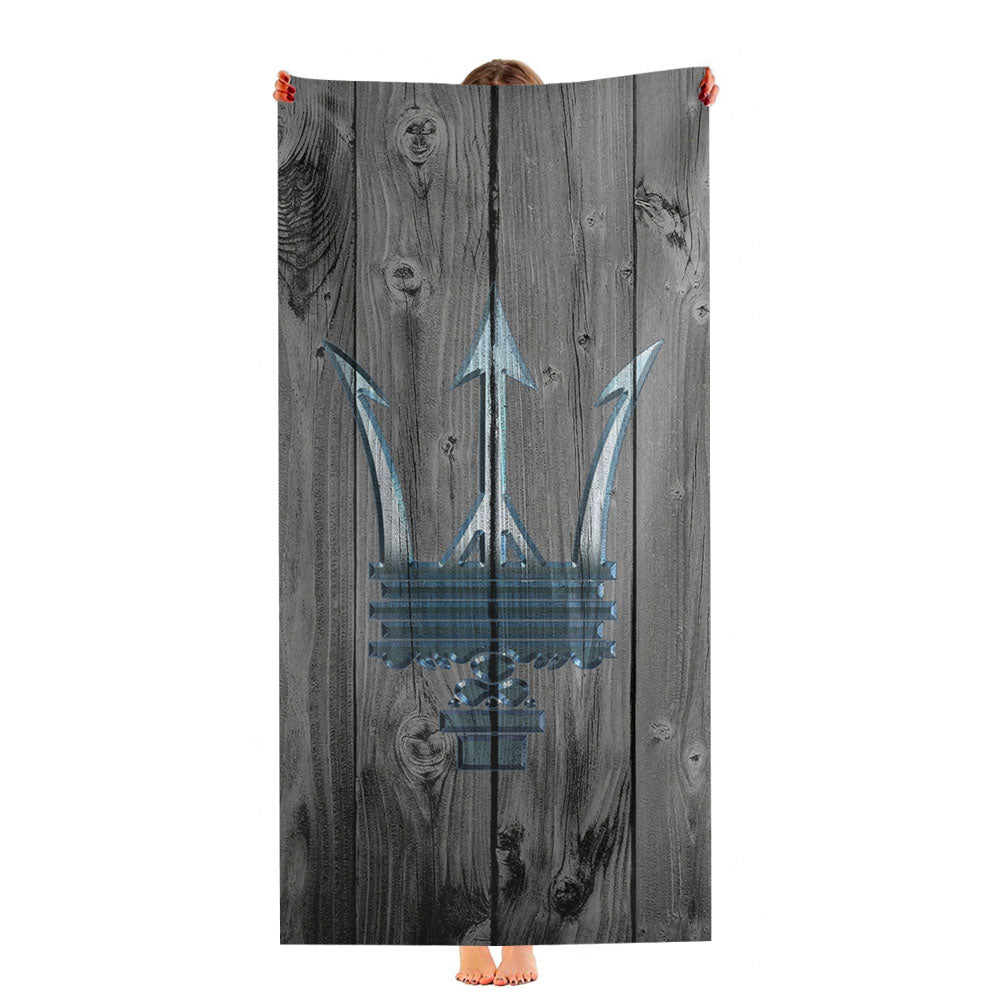 Maserati Car Logo Dark Wood Wallpaper Ultra-Soft Luxury Bathroom Towels