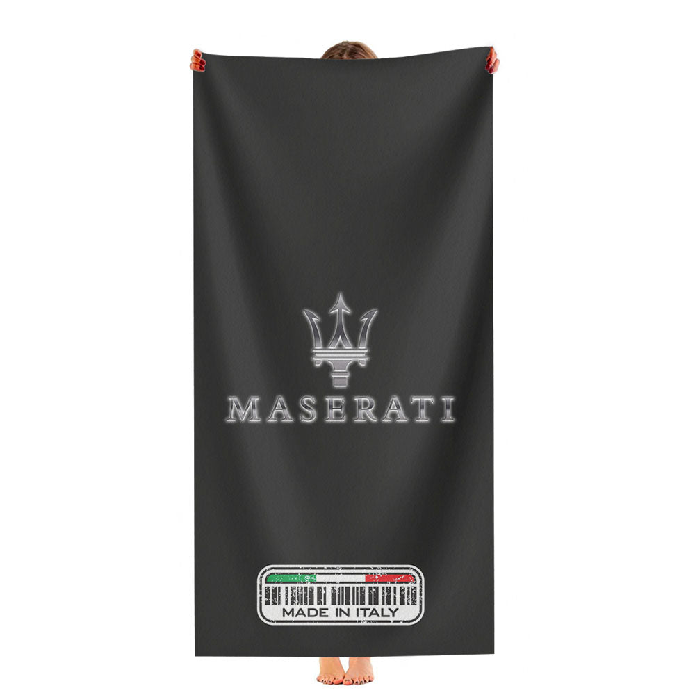 Maserati Italy Trident Black Logo Ultra-Soft Luxury Bathroom Towels