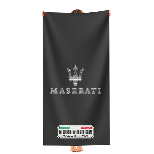Maserati Italy Trident Black Logo Ultra-Soft Luxury Bathroom Towels