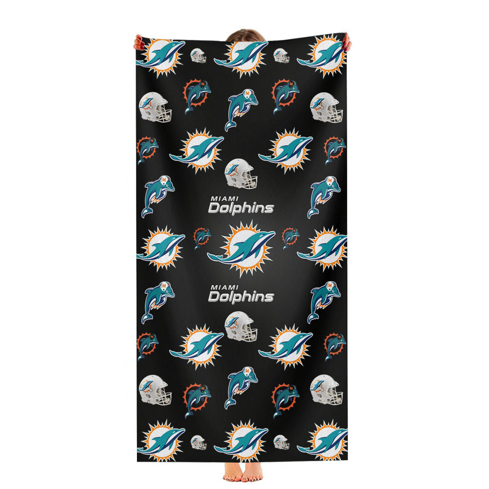 Miami Dolphins Logo Pattern Ultra-Soft Luxury Bathroom Towels