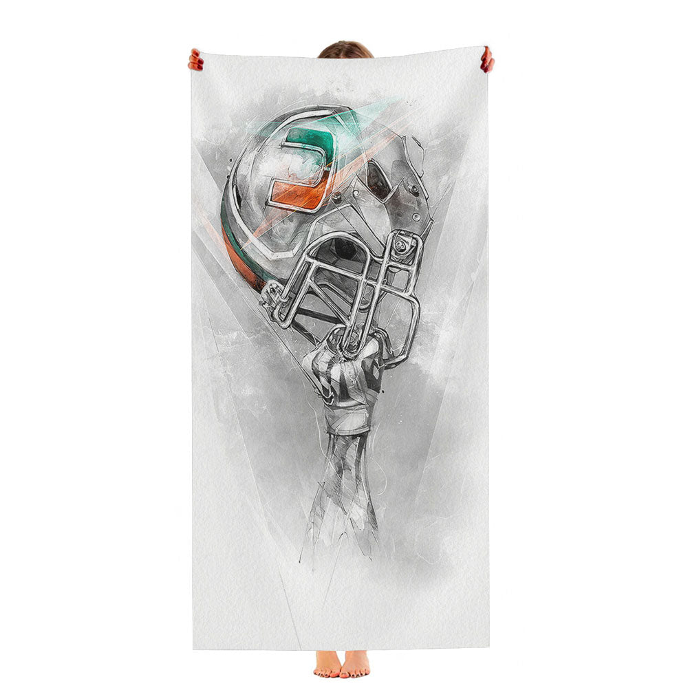 Miami Hurricanes Helmets Ultra-Soft Luxury Bathroom Towels