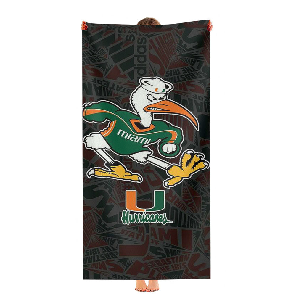 Miami Hurricanes Um Football Ultra-Soft Luxury Bathroom Towels