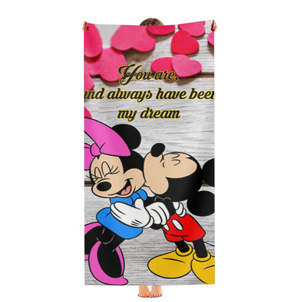 Mickey And Minnie Mouse Kissing Ultra-Soft Luxury Bathroom Towels
