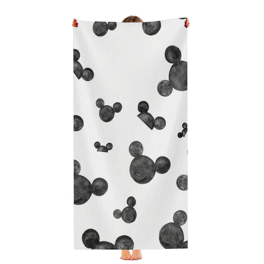 Mickey Mouse Head Pattern Silhouette Ultra-Soft Luxury Bathroom Towels