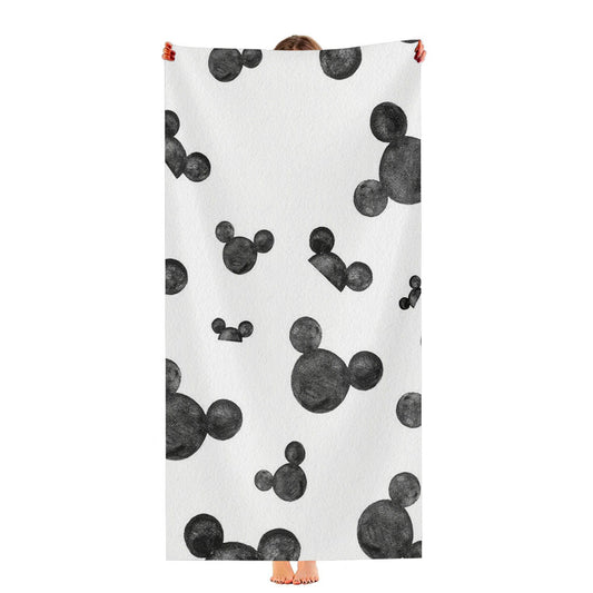 Mickey Mouse Head Pattern Silhouette Ultra-Soft Luxury Bathroom Towels