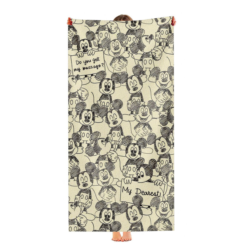 Mickey Mouse Pattern Canvas Silhouette Ultra-Soft Luxury Bathroom Towels