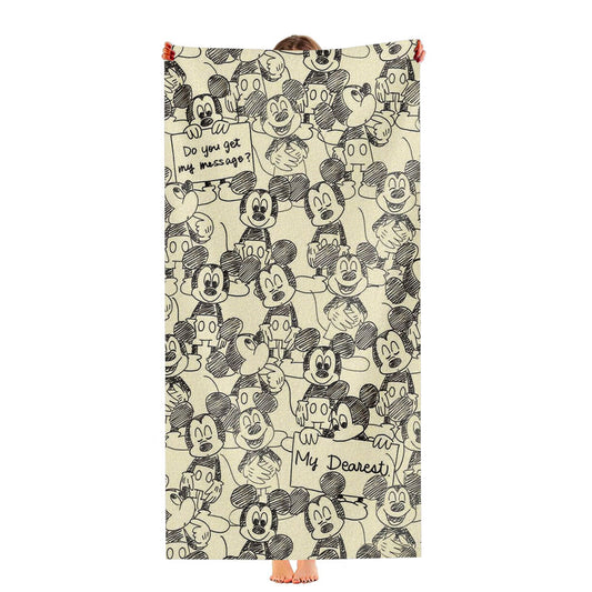 Mickey Mouse Pattern Canvas Silhouette Ultra-Soft Luxury Bathroom Towels