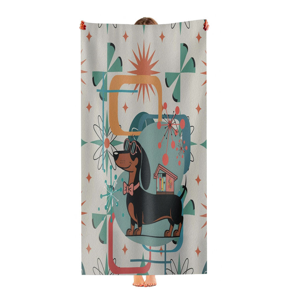 Mid Century Mod Dachshund Ultra-Soft Luxury Bathroom Towels