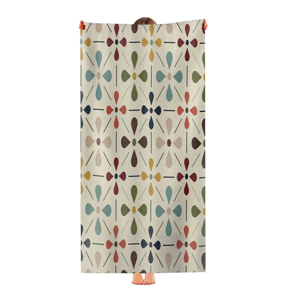 Mid Century Modern Retro Geometric Ultra-Soft Luxury Bathroom Towels