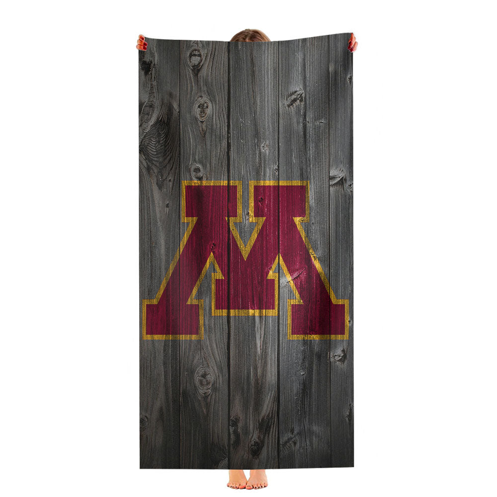 Minnesota Golden Gophers Dark Wood Logo Ultra-Soft Luxury Bathroom Towels