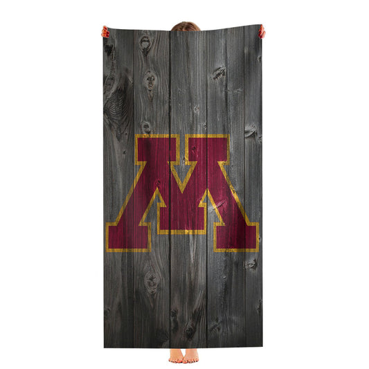 Minnesota Golden Gophers Dark Wood Logo Ultra-Soft Luxury Bathroom Towels