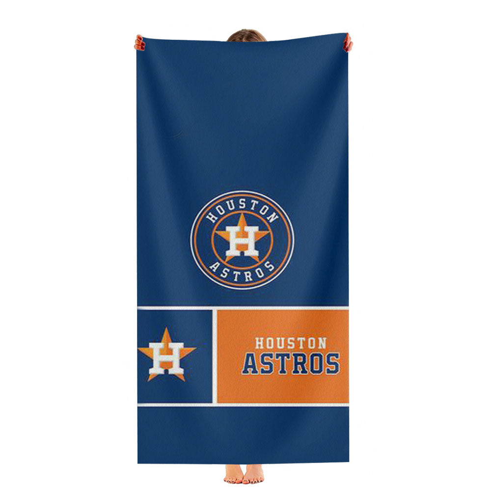 Mlb Huston Astros Blue Orange Ultra-Soft Luxury Bathroom Towels