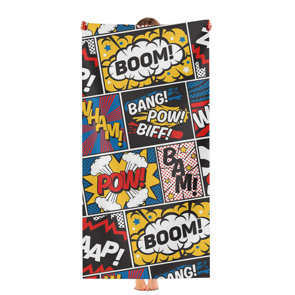 Modern Comic Book Superhero Pattern Ultra-Soft Luxury Bathroom Towels