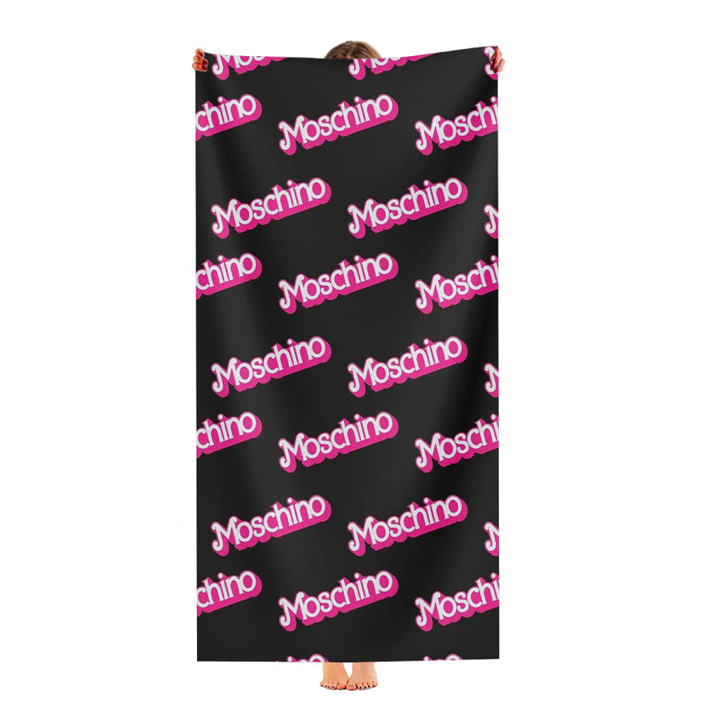 Moschino Pattern Pink In Black Ultra-Soft Luxury Bathroom Towels