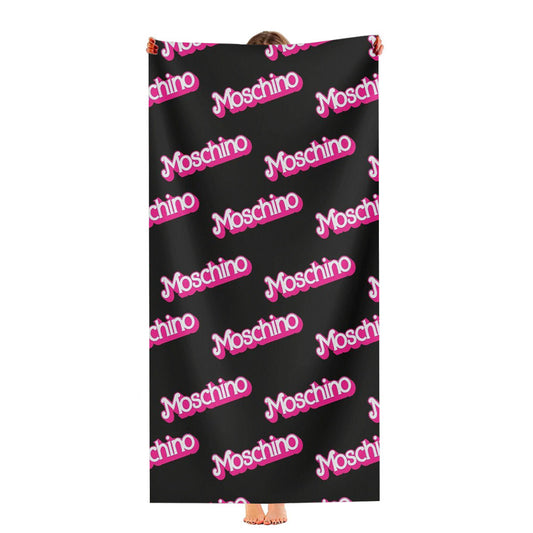 Moschino Pattern Pink In Black Ultra-Soft Luxury Bathroom Towels
