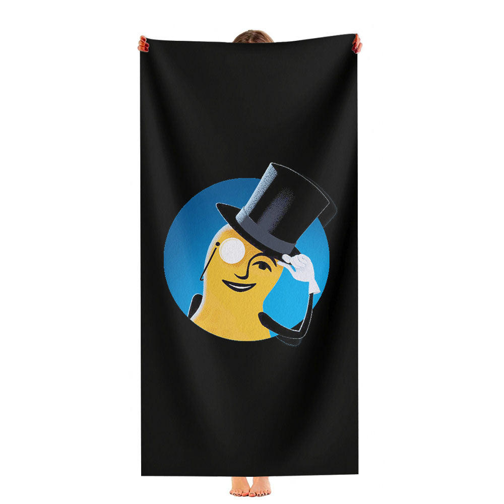 Mr Peanuts Cartoon On Black Ultra-Soft Luxury Bathroom Towels