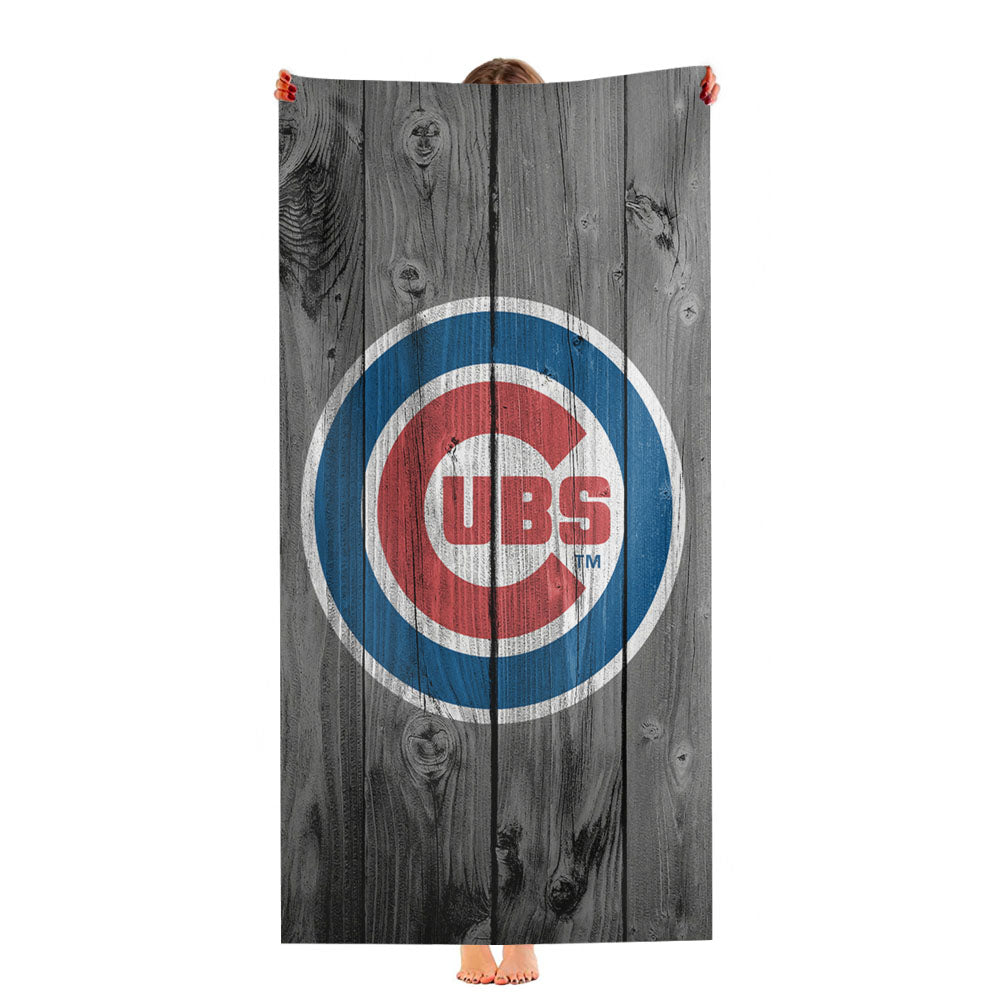 New Chicago Cubs Mlb Logo Dark Wood Wallpaper Ultra-Soft Luxury Bathroom Towels