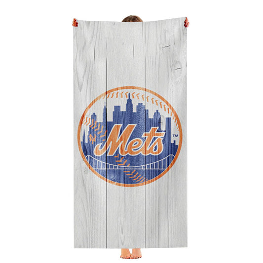 New York Mets White Wood Ultra-Soft Luxury Bathroom Towels