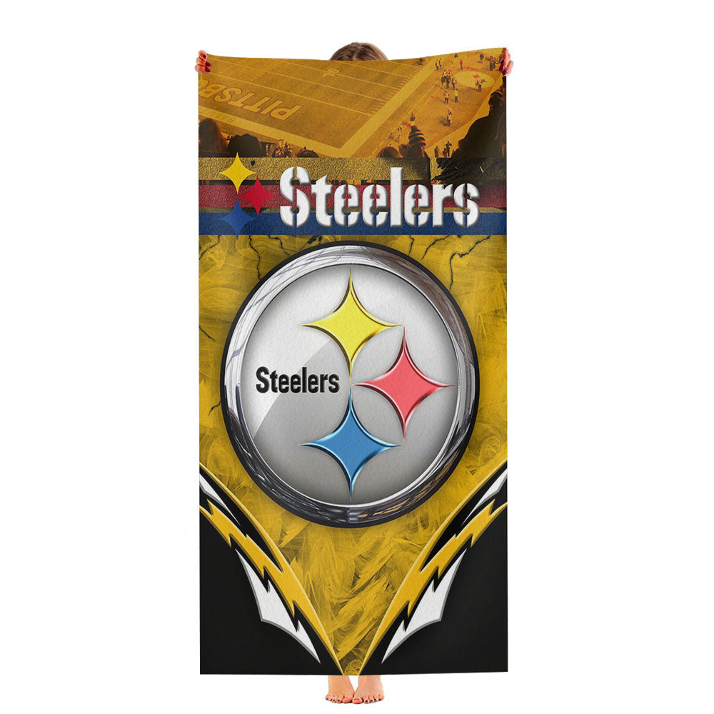 Nfl Pittsburgh Steelers Multicolor Art Images Ultra-Soft Luxury Bathroom Towels