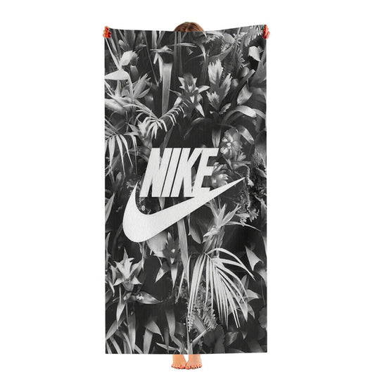 Nike Flowers Black White Ultra-Soft Luxury Bathroom Towels