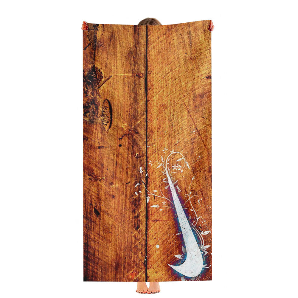 Nike Logo In Wood Ultra-Soft Luxury Bathroom Towels