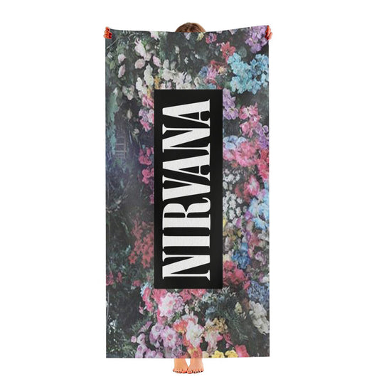 Nirvana On Floral Art Kurt Cobain Dave Grohl Ultra-Soft Luxury Bathroom Towels