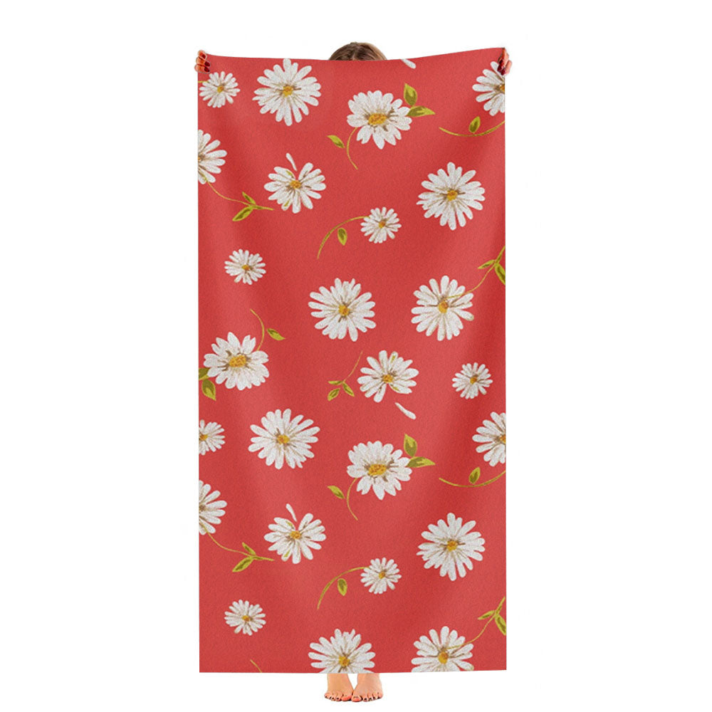 Noise Daisy Daydream Red Coral Floral Ultra-Soft Luxury Bathroom Towels