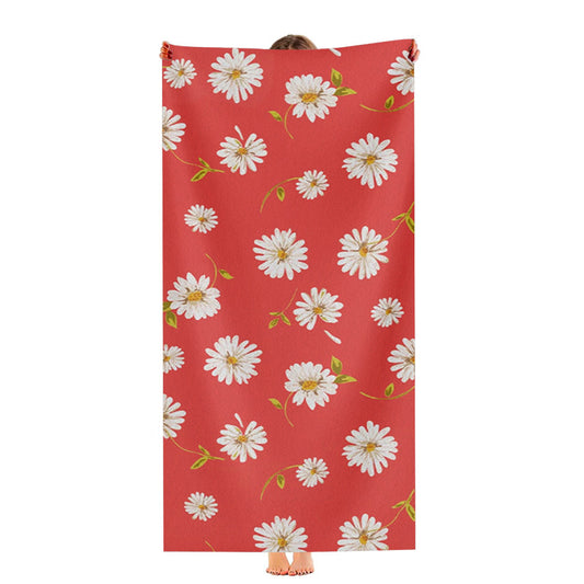 Noise Daisy Daydream Red Coral Floral Ultra-Soft Luxury Bathroom Towels