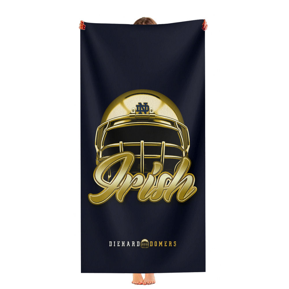 Notre Dame Fighting Irish Diehard Domers Golden Helmet Art Ultra-Soft Luxury Bathroom Towels