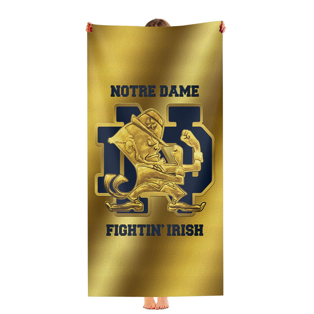 Notre Dame Fighting Irish Football Golden Flag Ultra-Soft Luxury Bathroom Towels