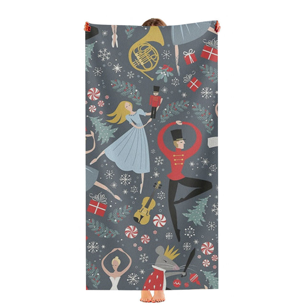 Nutcracker Ballet Pattern - Christmas Ultra-Soft Luxury Bathroom Towels