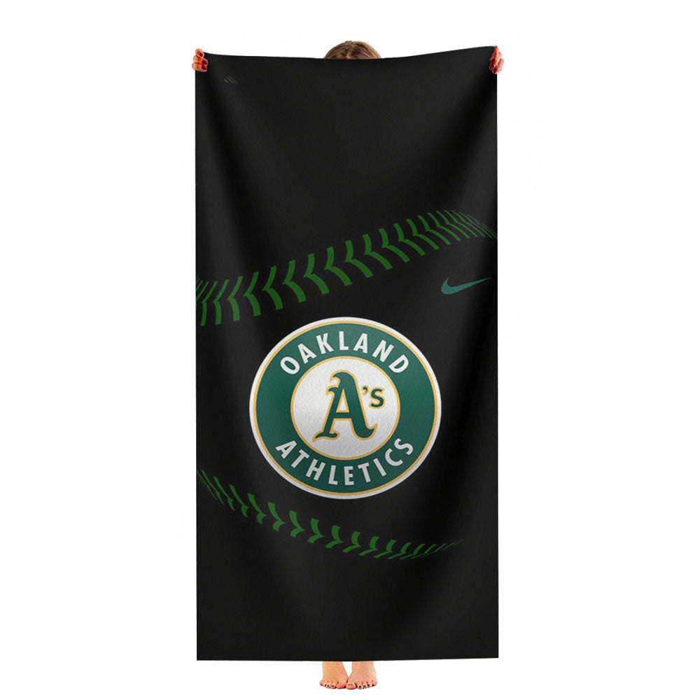 Oakland Athletics Mlb Black Ultra-Soft Luxury Bathroom Towels