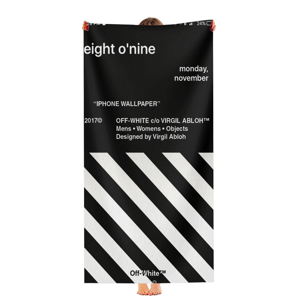 Off White Virgil Abloh Eight Nine Stripe Black Ultra-Soft Luxury Bathroom Towels