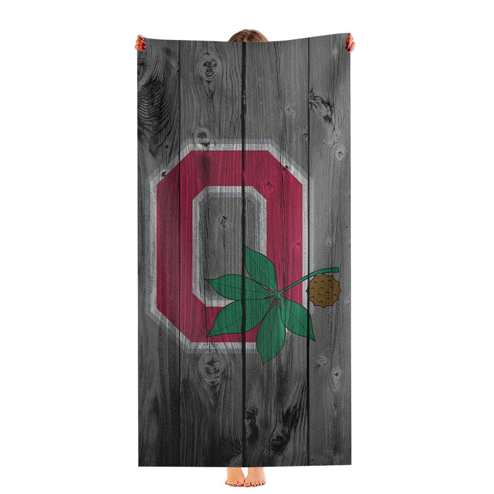 Ohio State Logo Dark Wood Wallpaper Ultra-Soft Luxury Bathroom Towels