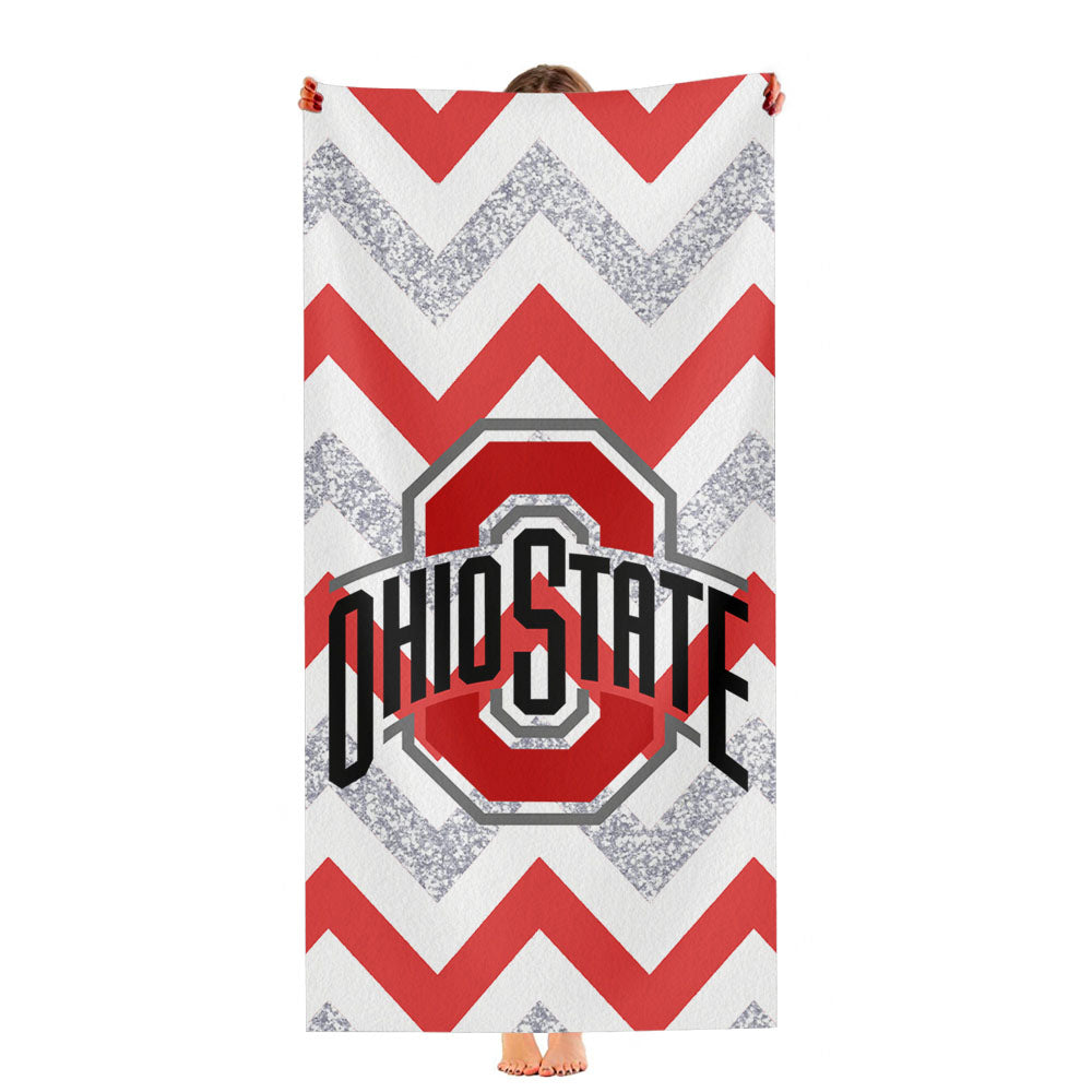 Ohio State Osu Red White Glitter Logo Ultra-Soft Luxury Bathroom Towels