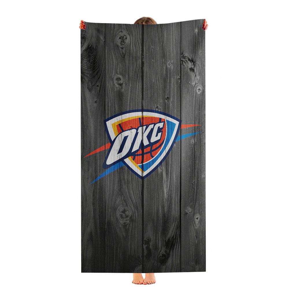 Oklahoma City Thunder Nba Logo Dark Wood Wallpaper Ultra-Soft Luxury Bathroom Towels