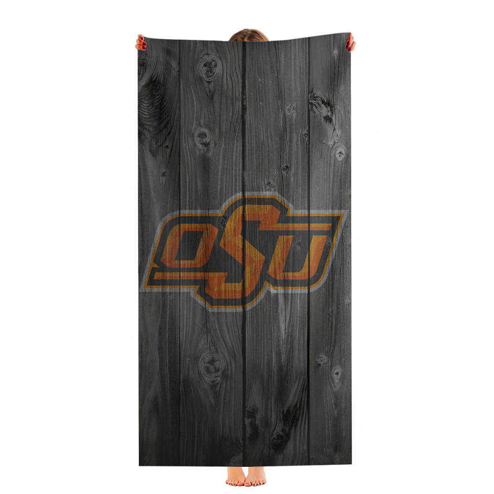 Oklahoma State University Osu Logo Dark Wood Wallpaper Ultra-Soft Luxury Bathroom Towels