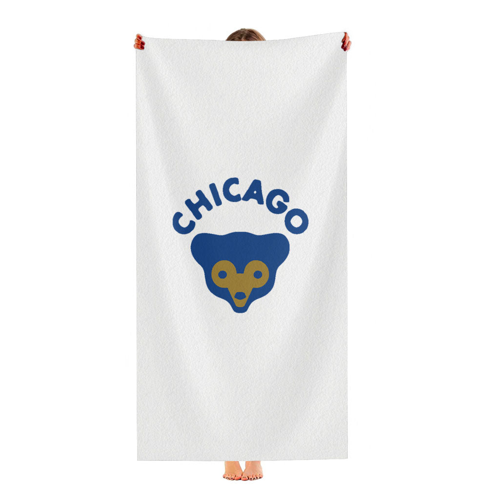 Old Chicago Cubs Logo Stripe Ultra-Soft Luxury Bathroom Towels
