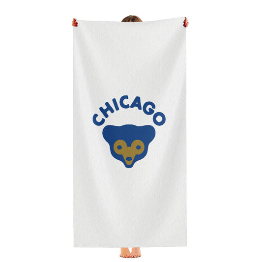 Old Chicago Cubs Logo Stripe Ultra-Soft Luxury Bathroom Towels