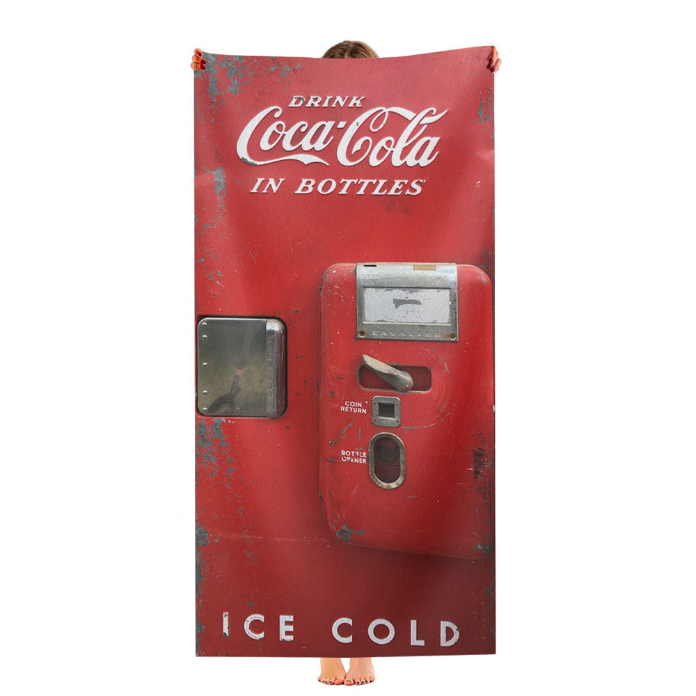 Old Coca Cola Ice Cold Vending Machine Ultra-Soft Luxury Bathroom Towels