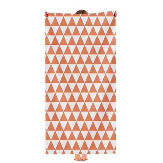 Orange And White Triangle Shape Pattern Geometric Ultra-Soft Luxury Bathroom Towels
