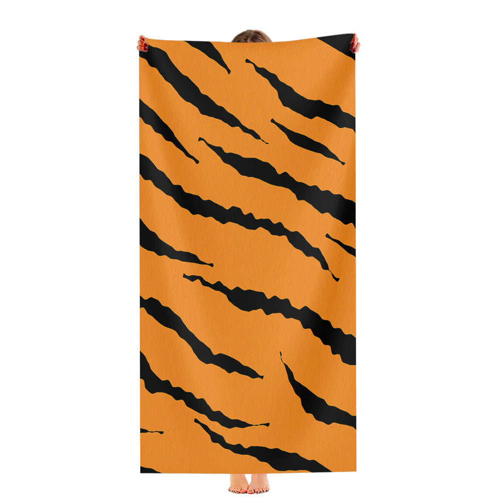Orange Black Tiger Skin Texture Nature Pattern Ultra-Soft Luxury Bathroom Towels