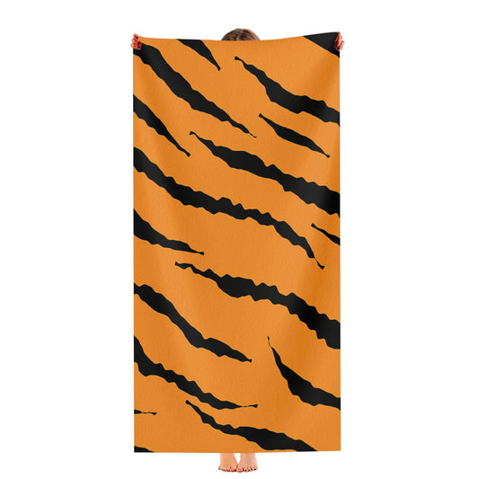 Orange Black Tiger Skin Texture Nature Pattern Ultra-Soft Luxury Bathroom Towels